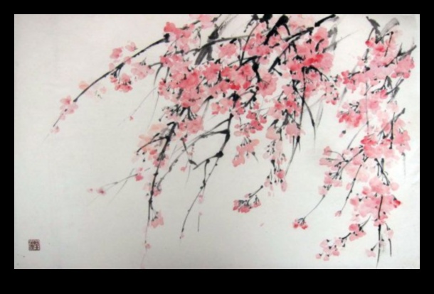 Sakura Whispers: Symbolic Beauty in Japanese Ink Art
