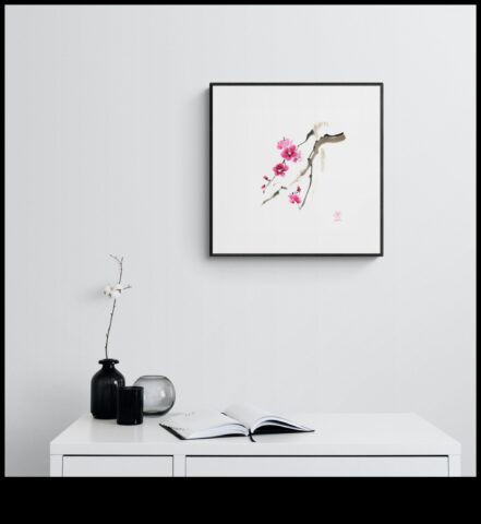 Η Sakura Whispers The Symbolic Beauty of Japanese Ink Art