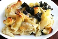 Golden Sheet Pan Kale Pasta Gratin