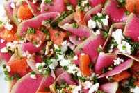 Vibrant Watermelon Radish, Orange, and Goat Cheese Salad