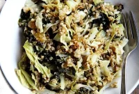 Mediterranean Freekeh Salad with Roasted Kale and Cabbage