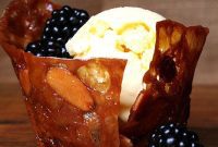 Almond Butterscotch Cookie Cups Filled with Crème Fraîche Ice Cream