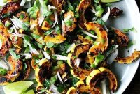 Zesty Chili Cilantro Roasted Delicata Squash