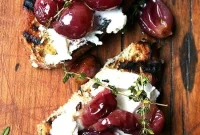Sweet and Savory Thyme Grape Ricotta Crostini