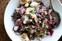 Mediterranean Lentil Salad with Roasted Cauliflower, Radicchio, Walnuts and Goat Cheese
