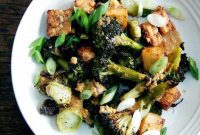 Golden Tofu and Broccoli with Savory Peanut Sesame Pesto