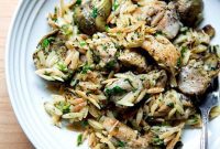Zesty Lemon Artichoke Orzo Chicken Skillet