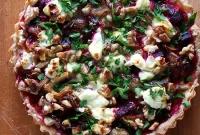 Rustic Beetroot Tart with Creamy Goat Cheese and Walnuts