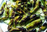 Fire-Kissed Shishitos with Zesty Avocado Cream