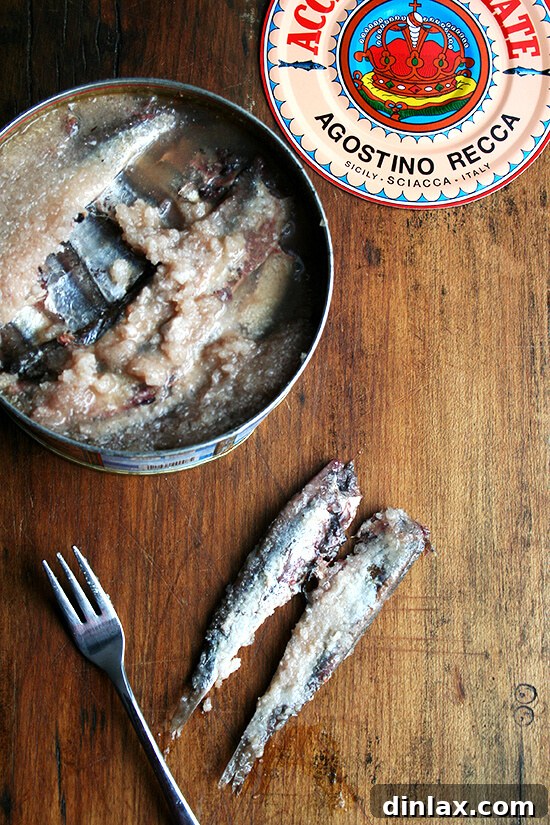 Seared Lamb with a Zesty Breadcrumb Crunch 3 opened anchovy tin