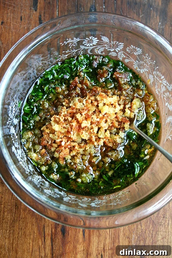 Seared Lamb with a Zesty Breadcrumb Crunch 8 adding the bread crumbs