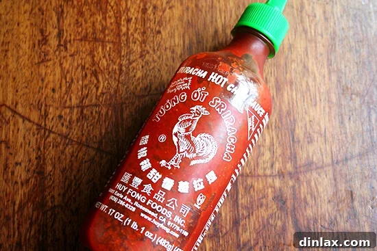 Bottle of Sriracha hot sauce