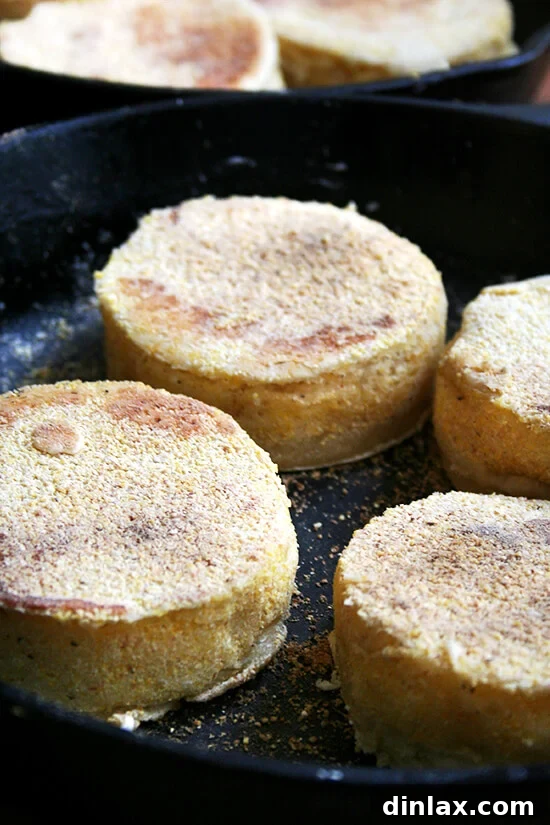 English muffins, in pans