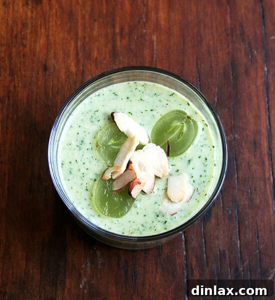 Cucumber and Green Grape Gazpacho, a refreshing cold soup