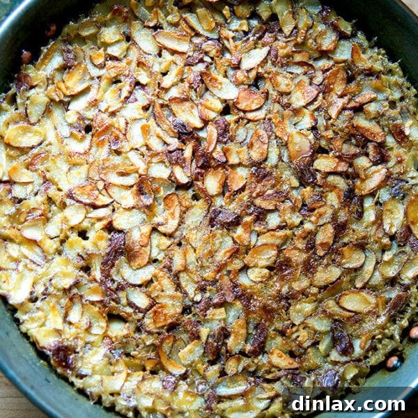 Wholesome Baked Steel Cut Oats 14 A bowl of freshly baked steel cut oatmeal with almonds.