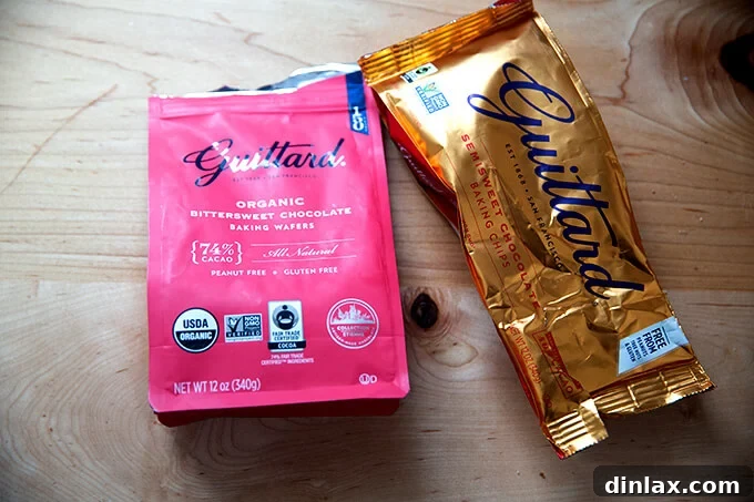 Decadent Milk or Dark Chocolate Toffee 9 Two bags of chocolate chips: dark and milk.