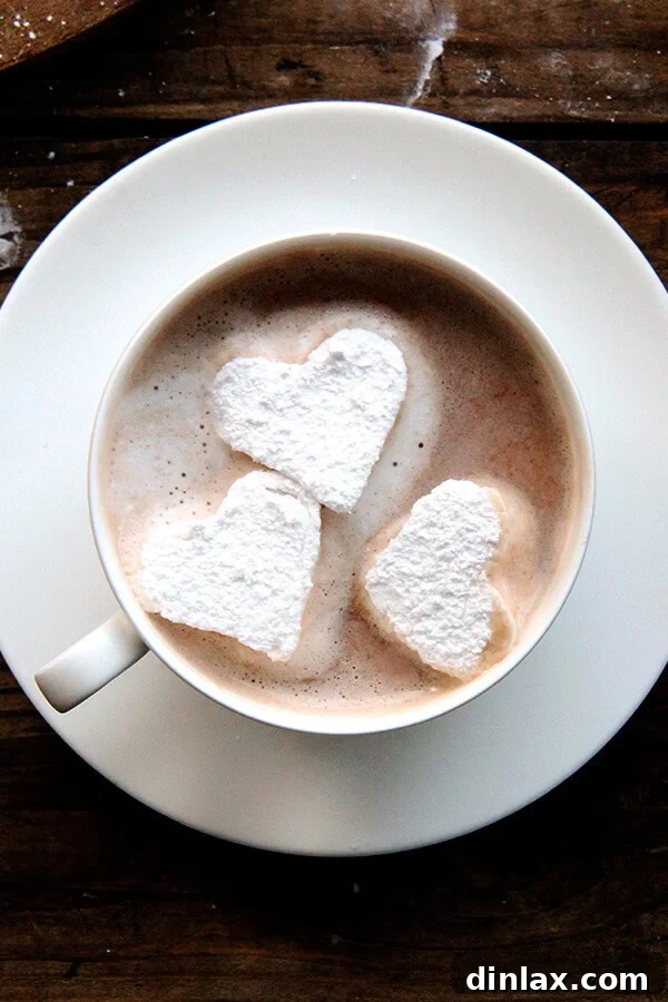 Fluffy homemade heart-shaped marshmallows, perfect for hot cocoa
