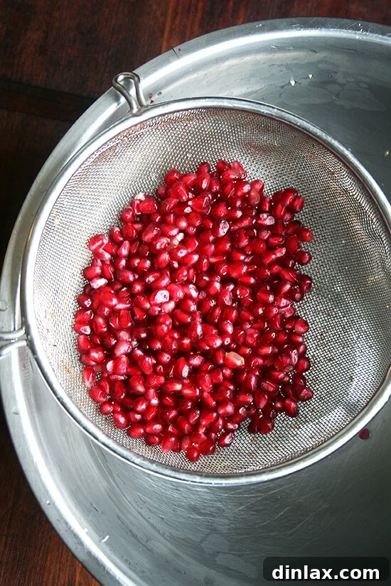 Freshly seeded pomegranate arils.