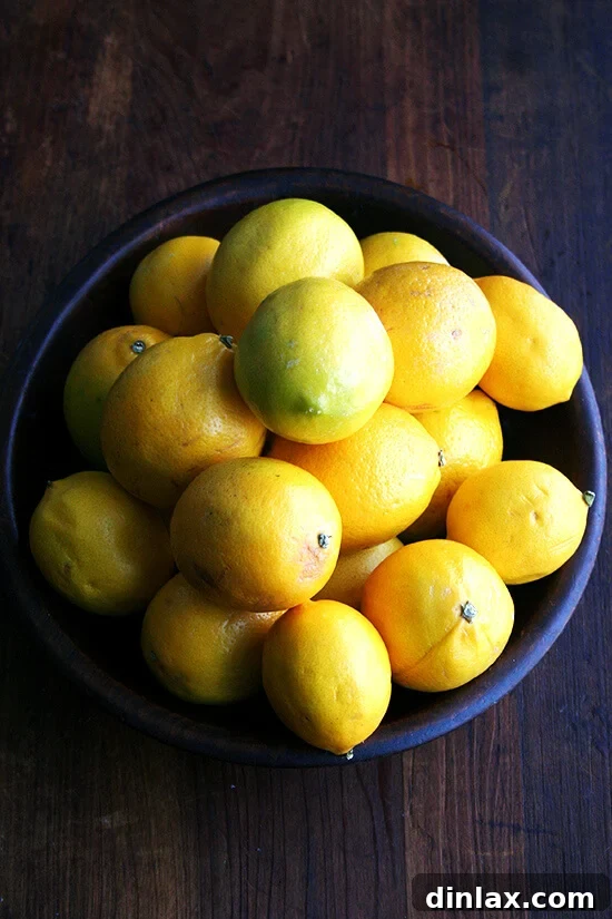 Weekend Citrus Project Two Ways to Preserve Lemons 3 meyer lemons in a wooden bowl.