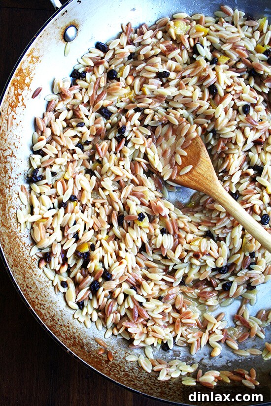 Preserved Lemon Inspiration Pizza Orzo and Beyond 5 Delicious toasted orzo with preserved lemon, pine nuts, and currants ready to serve as a side dish