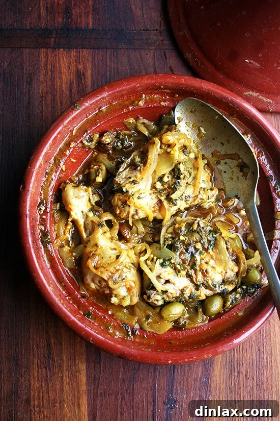 Serving Moroccan chicken tagine