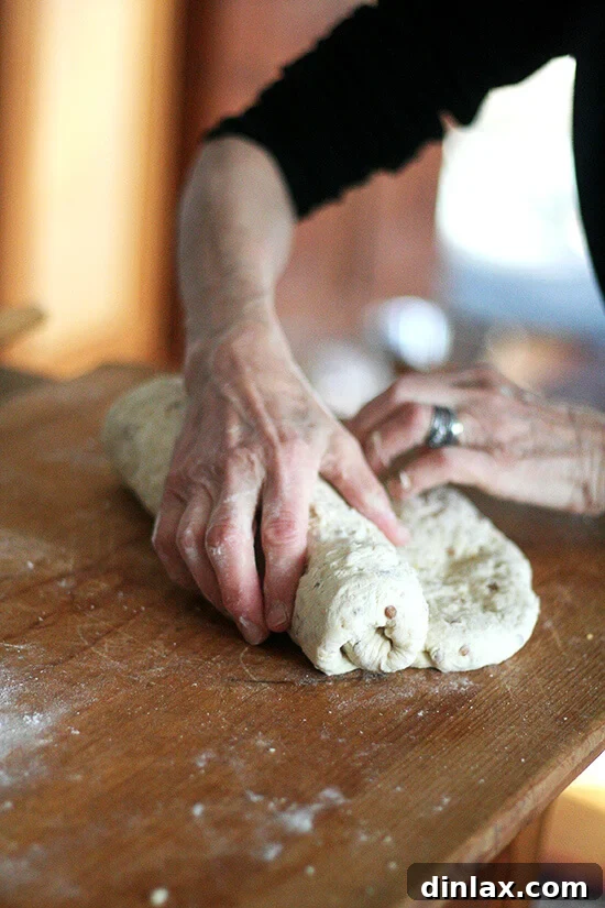 Rolling the wheat berry bread dough