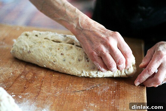 Pinching the edges of the bread dough