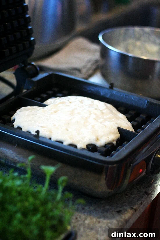 Waffle batter in a bowl