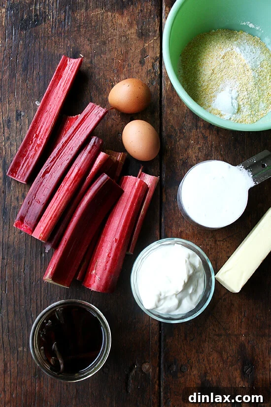 Ingredients for Rhubarb Cornmeal Cake