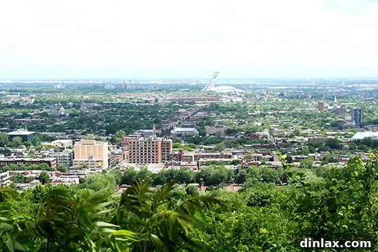 Panoramic view of Montreal city from the top of Mount Royal.