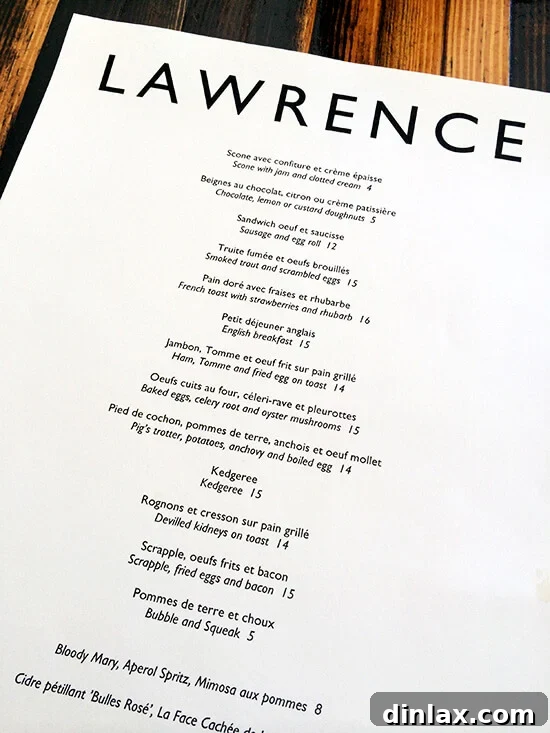 Delicious brunch meal at Lawrence restaurant, including a currant scone.