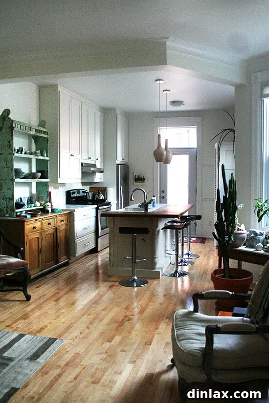 Charming interior of an Airbnb in Montreal's Mile End neighborhood.