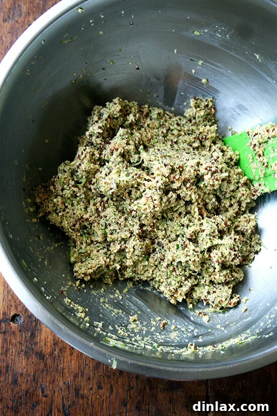 Plant-Powered Chickpea Quinoa Burgers 9 Veggie burger mixture after the grated zucchini has been thoroughly mixed in