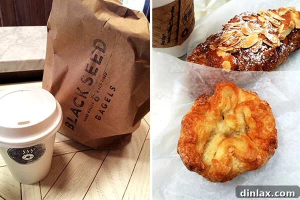 Caramelized Maple Acorn Squash 3 A spread of beet-cured lox and cream cheese on Black Seed bagels, alongside a delicate kouign amann pastry.