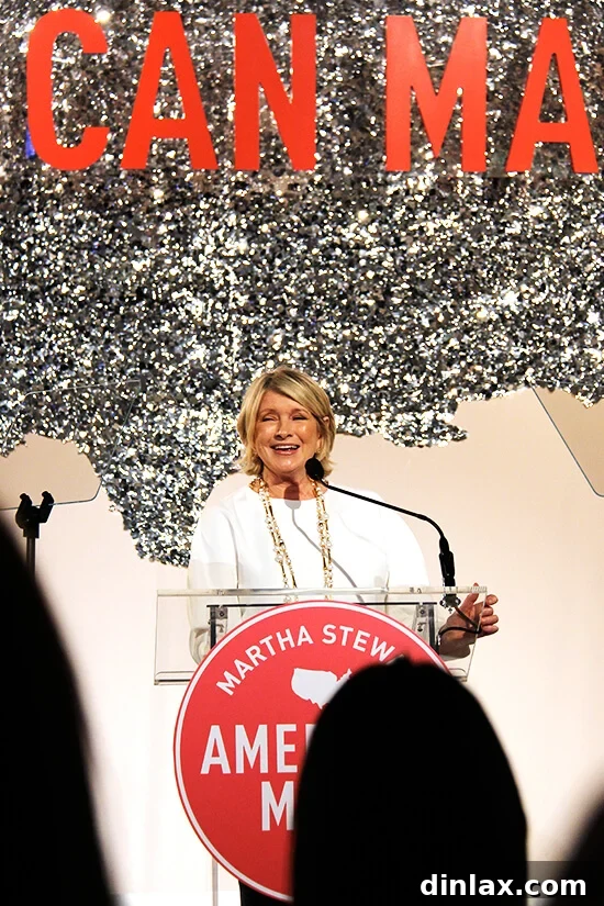 Martha Stewart presenting at the American Made Summit, honoring small businesses in food, crafts, design, and style.