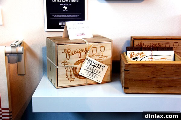 A stylish recipe box, complementing the artisanal theme of the event.