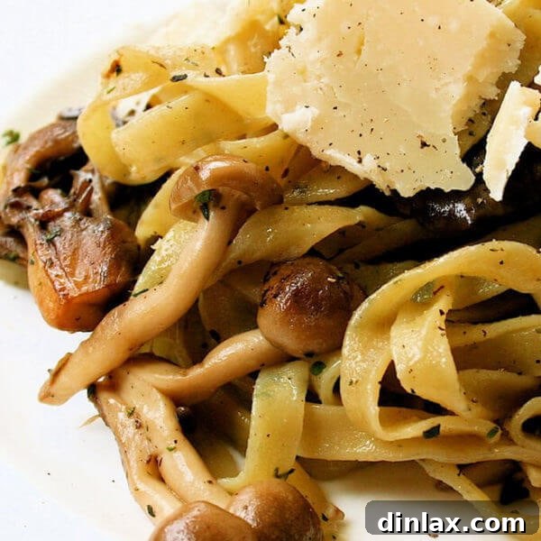 pasta with mushrooms, parmesan, and truffle oil