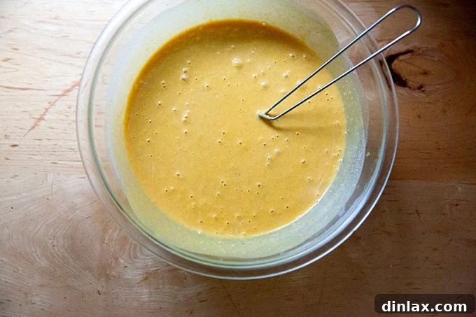 Golden Roasted Butternut Bliss Pie 12 The complete butternut squash pie filling, thoroughly whisked to a smooth, consistent texture in a large mixing bowl.