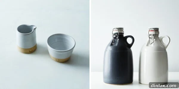 Elegant Sugar & Creamer Set and a distinctive Slip Cast Grigri Growler, perfect gifts for coffee lovers and craft beer enthusiasts from Provisions by Food52.