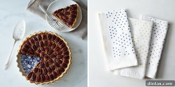 Stoneware pie plate and fine linen printed napkins from Provisions by Food52, perfect for elevating your baking and dining experiences.