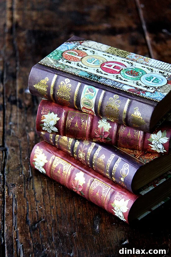 Decadent Grand Marnier Chocolate Truffles 13 A stack of beautifully designed empty gift boxes, ideal for packaging homemade chocolate truffles.