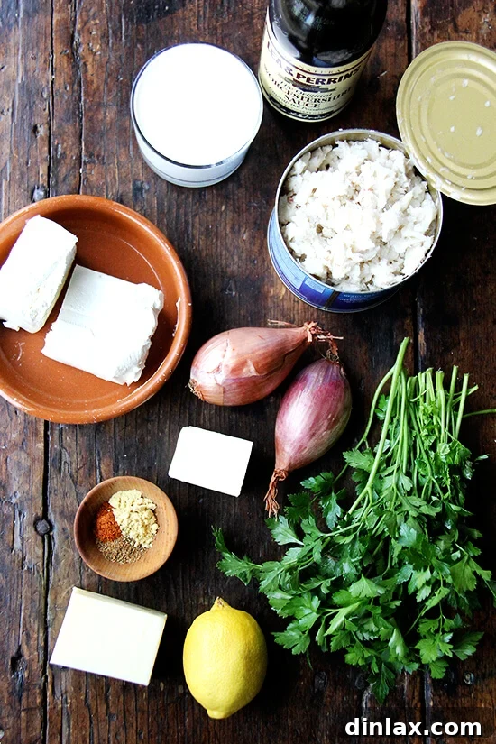 Martha Stewart's Legendary Hot Crab Dip 2 Key ingredients for a delicious hot crab dip including butter, minced shallots, a blend of spices, creamy cheeses, and fresh lump crabmeat.