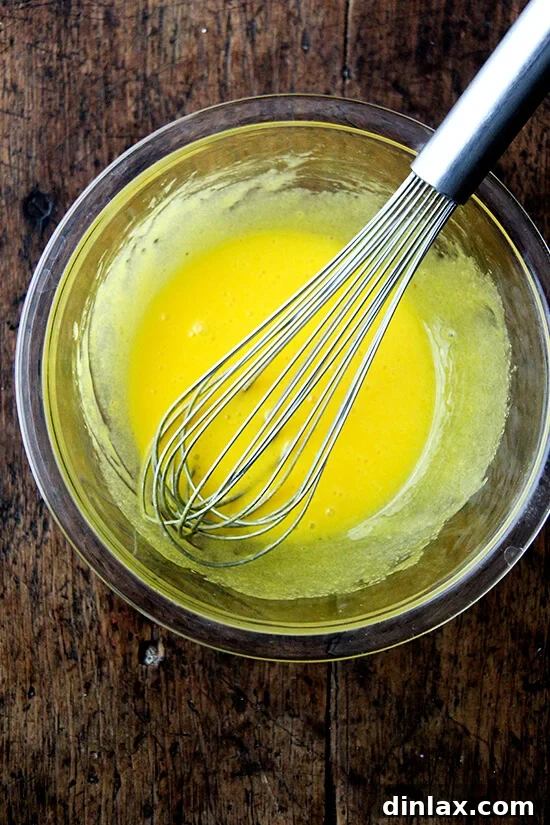 Velvet Vanilla Bean Custard 6 Expertly whisked egg yolks, light and airy, ready to be tempered for the creamy Pots de Crème custard.