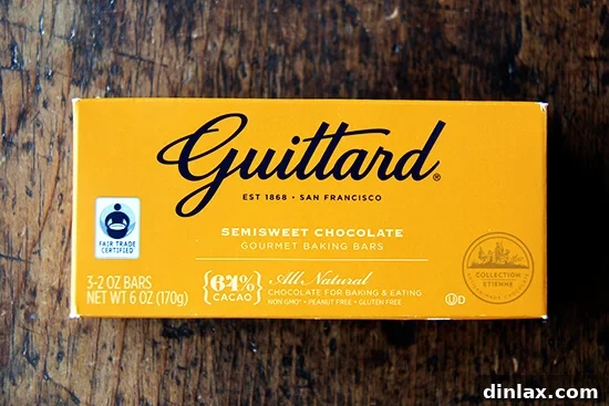 Julia Child's Signature Chocolate Mousse 2 A high-quality bar of Guittard chocolate, indicating premium ingredients for an exceptional chocolate mousse.