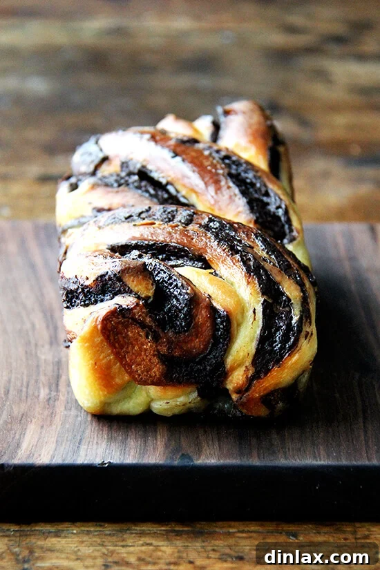 Mastering Chocolate Swirl Babka 12 A perfectly cooled and glazed babka loaf, presented as a finished masterpiece, ready for slicing.