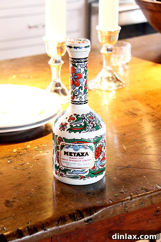 Raising a glass of Metaxa, a distinguished Greek spirit, a smooth and aromatic conclusion to a memorable Greek Easter feast.