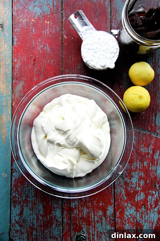 Fresh ingredients laid out for the mascarpone tart filling.