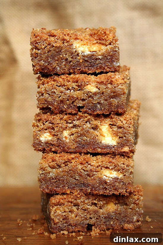 Decadent brown butter blondies sprinkled with sea salt, offering a rich, chewy, and sweet-salty flavor.