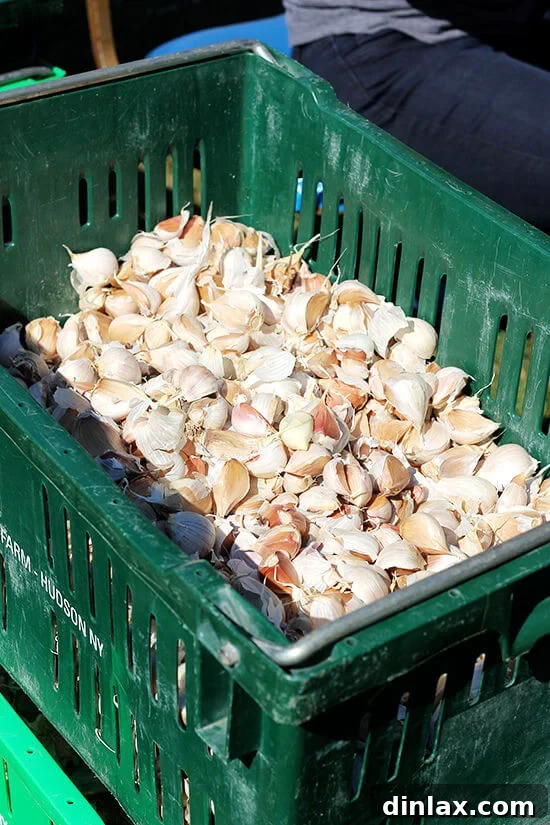 Canal House Spring Shaved Asparagus and Arugula Salad 13 Close-up of numerous garlic cloves, sorted and ready for planting.