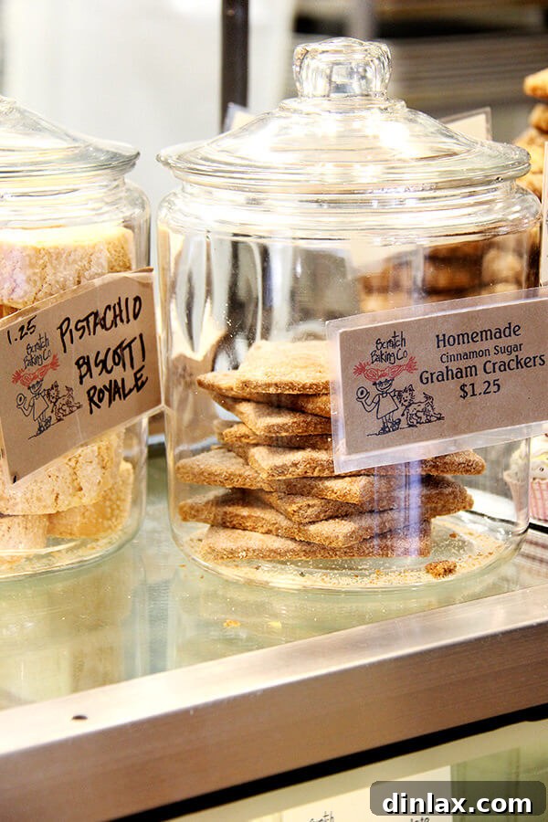 Close-up of freshly baked graham crackers, golden brown and perfectly crisp, from Scratch Baking Co. in Willard Square.